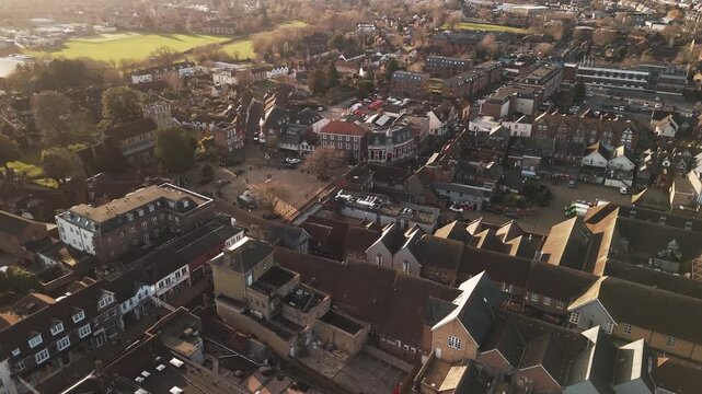 Aerial footage of Petersfield, civil parish in the district of Hampshire