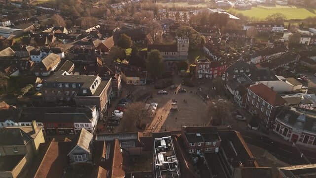 Aerial footage of Petersfield, civil parish in the district of Hampshire