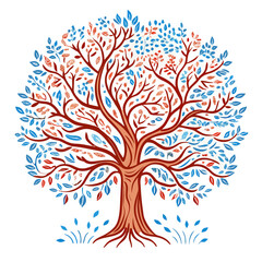 winter tree with snowflakes