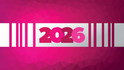 2026 year symbol. Magenta gradient triangle background. Vector illustration for annual event, decoration, business, report, infographic, web design, cover, presentation