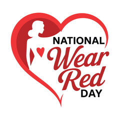 national wear red day heart design, vector illustration