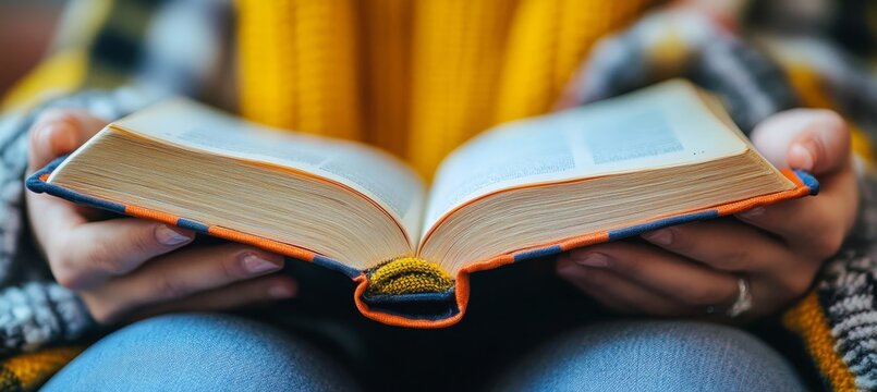 Cozy Indoor Scene of a Person Enjoying an Aged Book Wrapped in a Soft Blanket on Their Lap