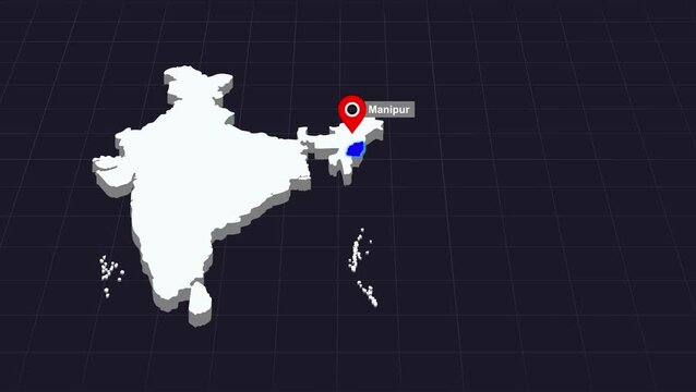 Manipur India Map Animation Highlighted State