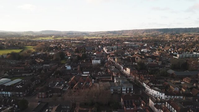 Aerial footage of Petersfield, civil parish in the district of Hampshire