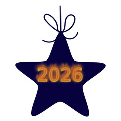 Stella blu con scritta 2026 infuocata all'interno