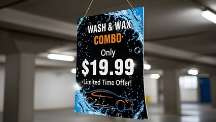 Car wash and wax combo promotional sign