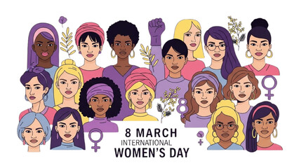 Diverse group of women celebrating International Women's Day together