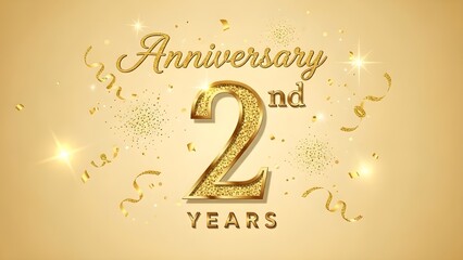 2nd anniversary celebration gold background
