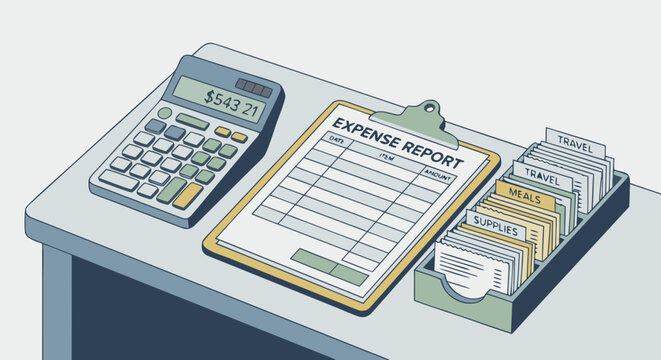 Accounting Calculator and Ledger Documents Illustration