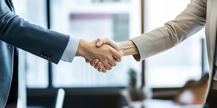 Strategic Alliance Formed by Cordial Handshake, Symbolizing Professional Collaboration and Trust
