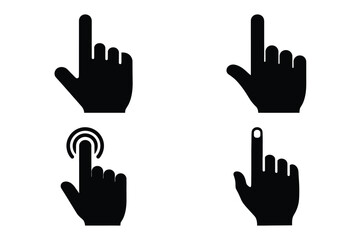 Fototapeta premium finger tap silhouette vector icon set, black color and white background