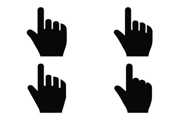 Fototapeta premium hand cursor silhouette vector icon set, black color and white background