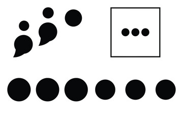 message dots silhouette vector icon set, black color and white background