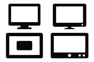 minimize screen silhouette vector icon set, black color and white background