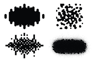 noise grain silhouette vector icon set, black color and white background