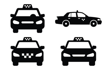 Fototapeta premium taxi cab silhouette vector icon set, black color and white background