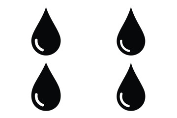 water drop clean silhouette vector icon set, black color and white background