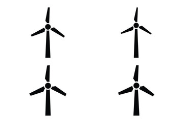 wind turbine energy silhouette vector icon set, black color and white background