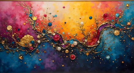 abstract grunge background with colorful splashes