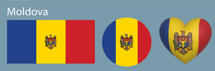 set flag of Moldova icon vector illustration 