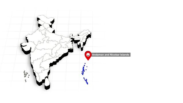Andaman and Nicobar Islands India Map Animation Highlighted State