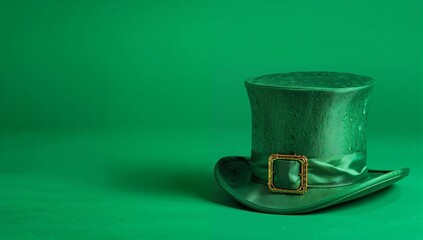 Green Top Hat on Green Background During a Festive Celebration