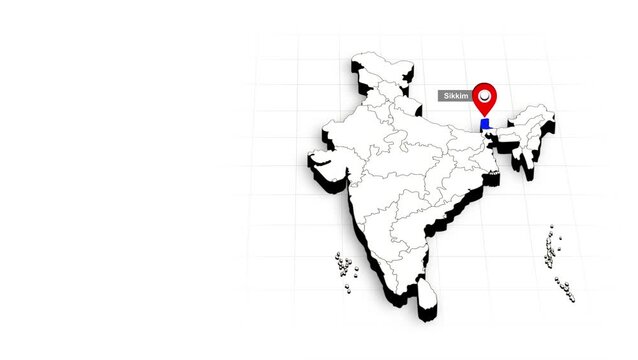 Sikkim India Map Animation Highlighted State