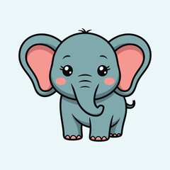 Fototapeta premium Friendly Light Blue Cartoon Elephant with Pink Details