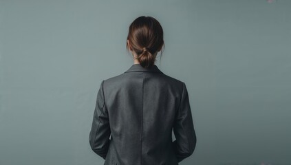 Person Stands Against a Plain Wall Wearing a Dark Suit in a Professional Setting Indoors