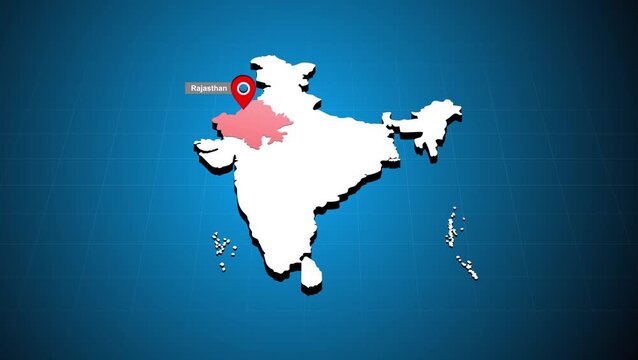 Rajasthan India Map Animation Highlighted State
