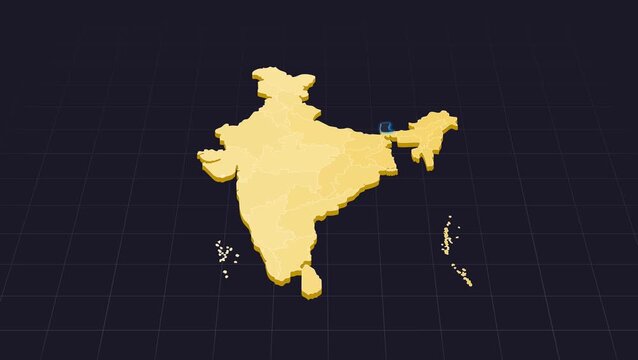 Sikkim India Map Animation Highlighted State