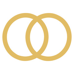 Golden interlocking ring wedding commitment concept
