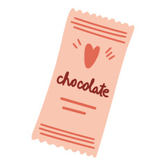 Drawing pink chocolate bar celebrating valentine's day
