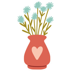 Heart vase holding minimalist spring flowers