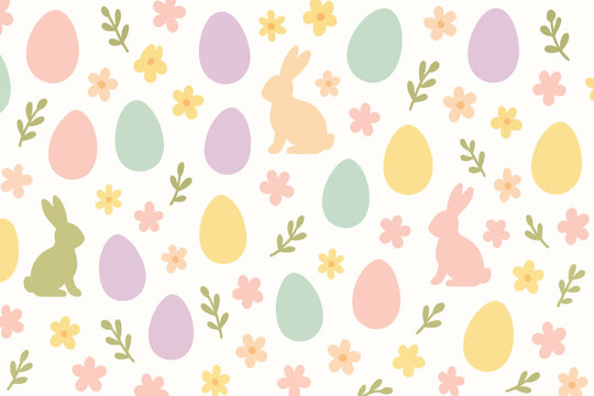 Colorful easter pattern with bunnies and eggs Vector