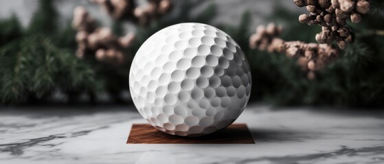 Elegant white golf ball ornament.