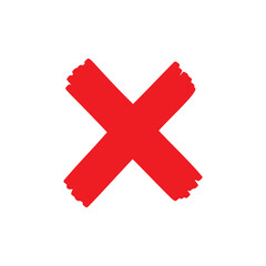 Obraz premium Red marker cross. Red cross marker PNG with hand-drawn style isolated on transparent background.