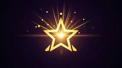 Golden starburst with radiant light on dark background