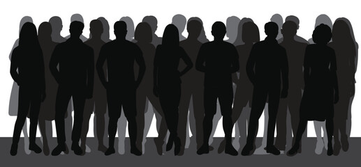 Diverse Group of People Silhouettes Standing Together.