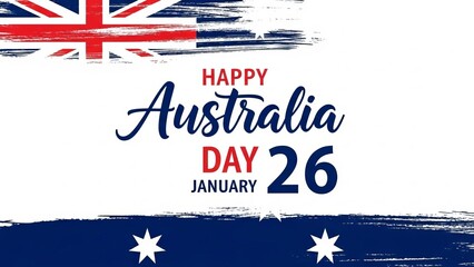 Happy Australia Day celebration with flag and festive text
