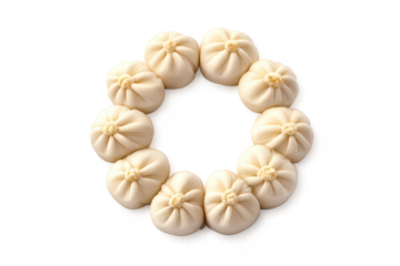 Ring of dumplings on a transparent background for design and prints.