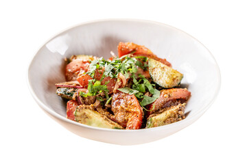 Georgian tomato cucumber salad with sesame sauce