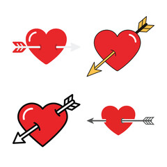 Valentines day cupid arrow heart vector design illustration for romance