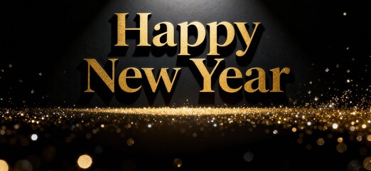 Elegant Happy New Year Greeting with Gold Sparkling Text Effect