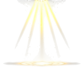 Bright glowing light rays shining from a circular source transparent background