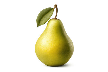 Delicious green pear, vibrant leaf on a transparent background image