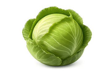 Fototapeta premium Fresh green cabbage on a transparent background for food advertising.