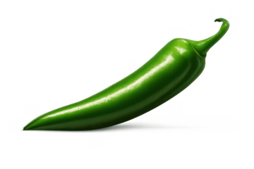 Shiny green pepper, single object on transparent background, vibrant art