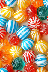 Obraz premium Colorful Striped Hard Candy Assortment in a Bright Close-Up