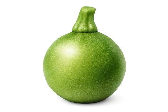 Green calabash gourd isolated on a transparent background close-up.